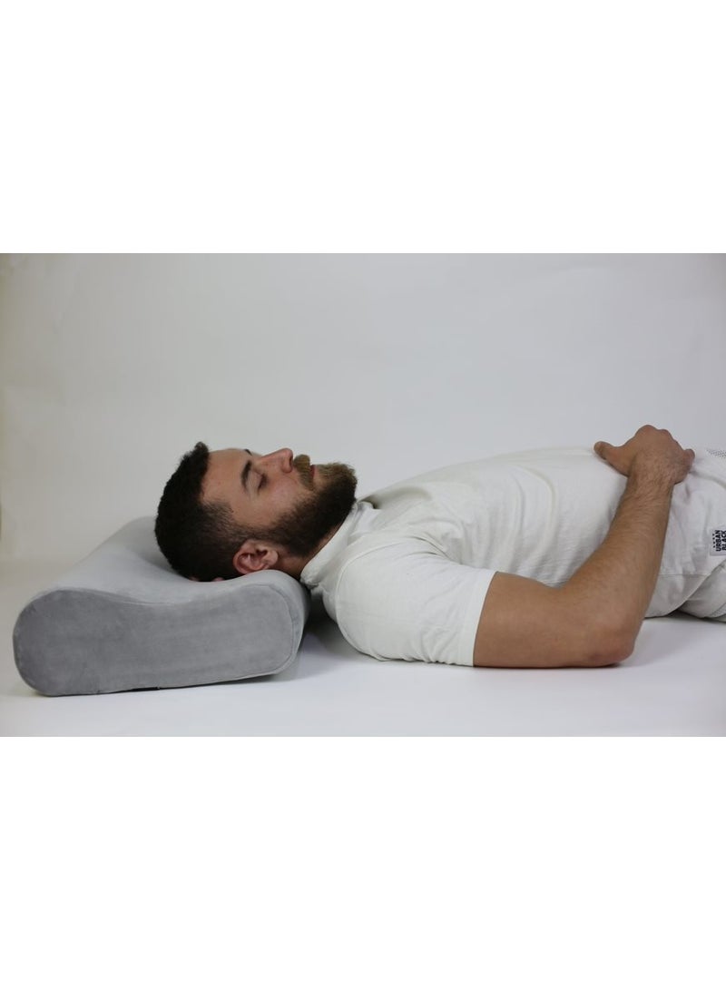ماكس كمفورت مخدة كونتور طبية ميموري فوم لدعم الرقبة والفقرات العنقية,نوم صحي وراحة متوازنة,من ماكس كومفرت,رمادي,مقاس 50×30×11 سم - Image 2